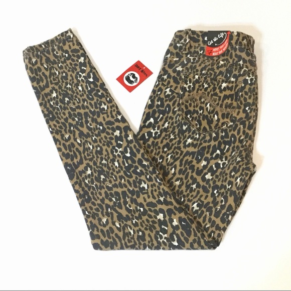 HOT KISS Leopard Print Jeans Pants Skinny Sz 7 NWT - Picture 3 of 8